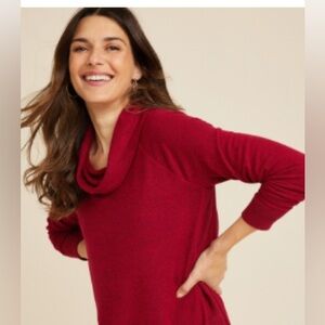 Maurice Red Cowl Neck Long Sleeve Sweater Women Size Large Soft Knit Pullover